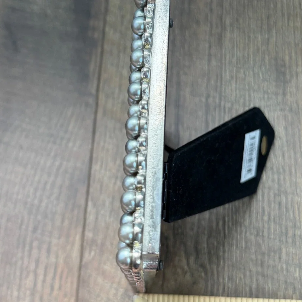 Timeless by Concepts Grey Pearl Rhinestone 4x6 Photo Frame Wedding‎ Bridal NWT